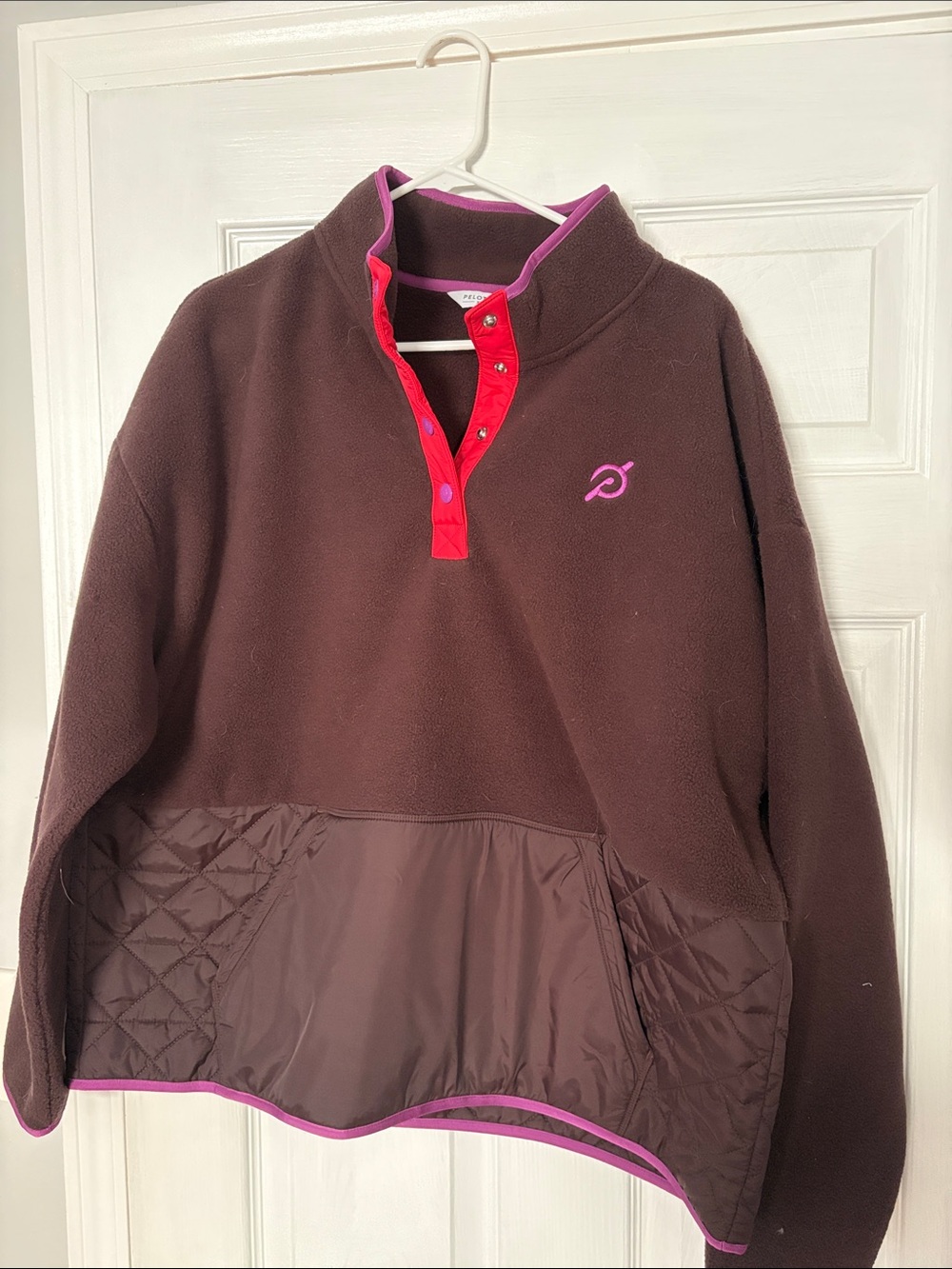 Peloton Maroon Fleece Pullover with Pink and Red Trim